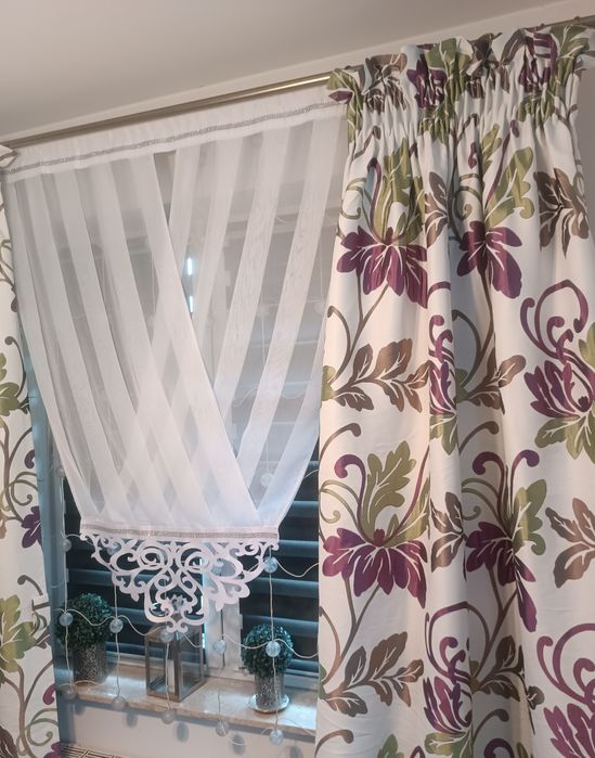 Eleganckie grube zasłony w kwiaty 2 sztuki