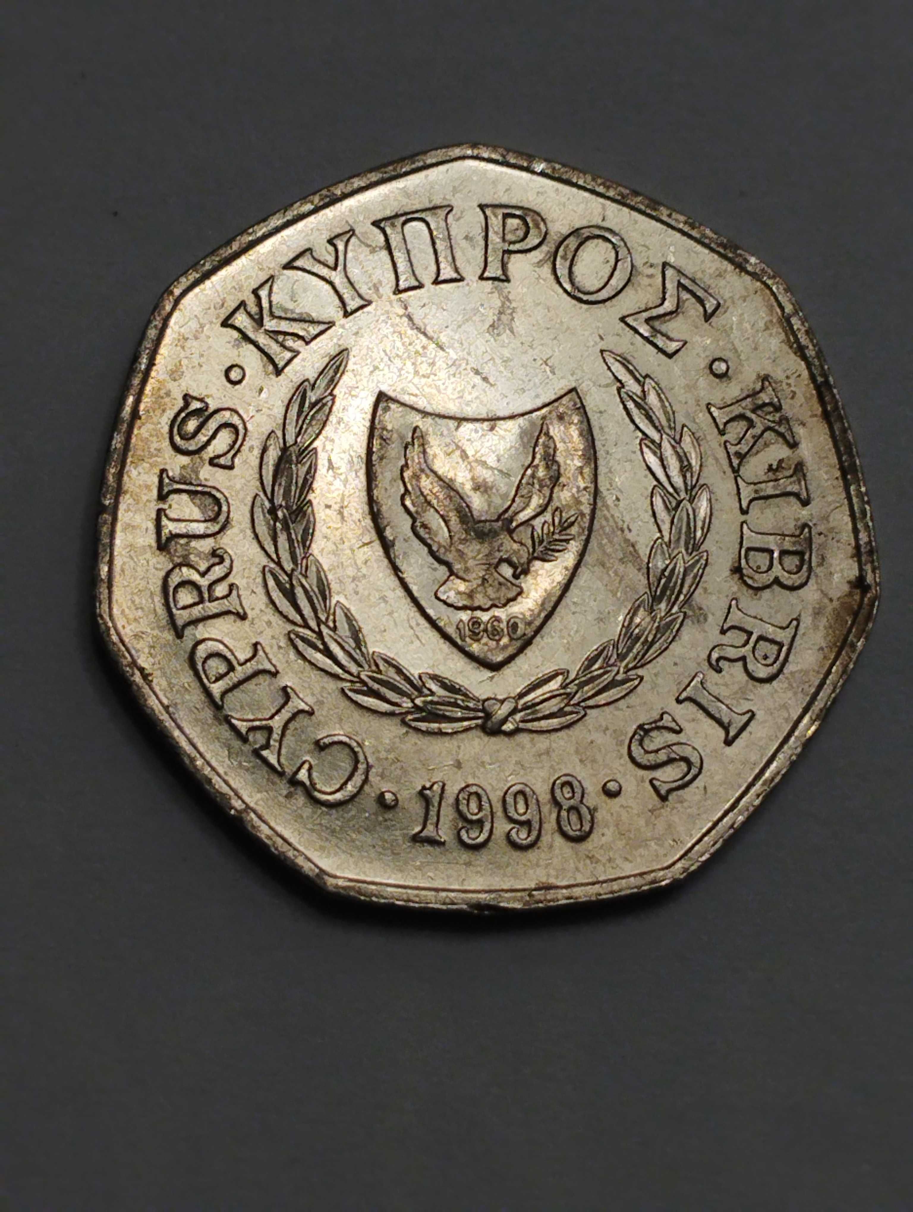 Sprzedam monetę Cypr 50 centów 1998r. stan db.