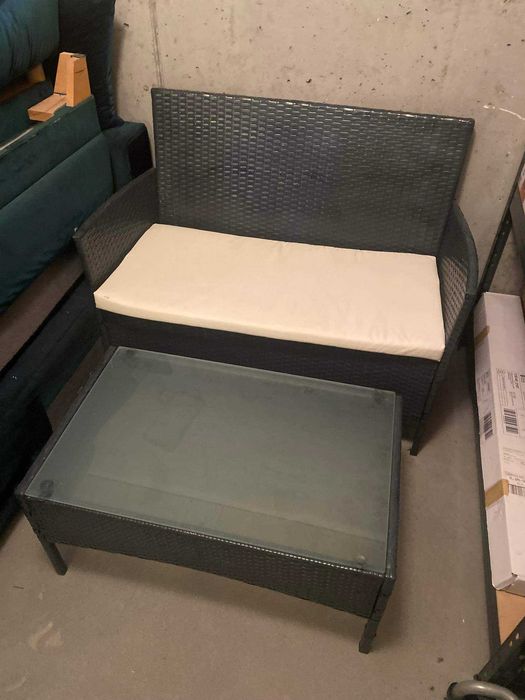 Tarasowy zestaw ogrodowy z poduszkami 1stolik 1 kanapa grafit Gdańsk