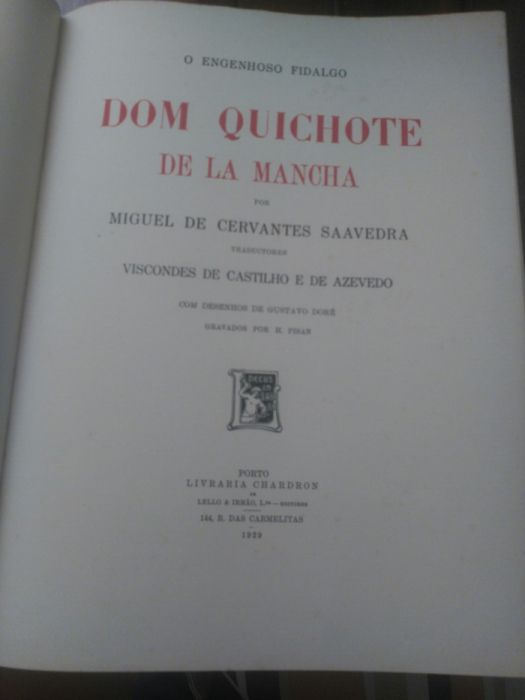 Vendo Engenhoso Fidalgo D. Quichote De La Mancha (O) - Edição de 1929