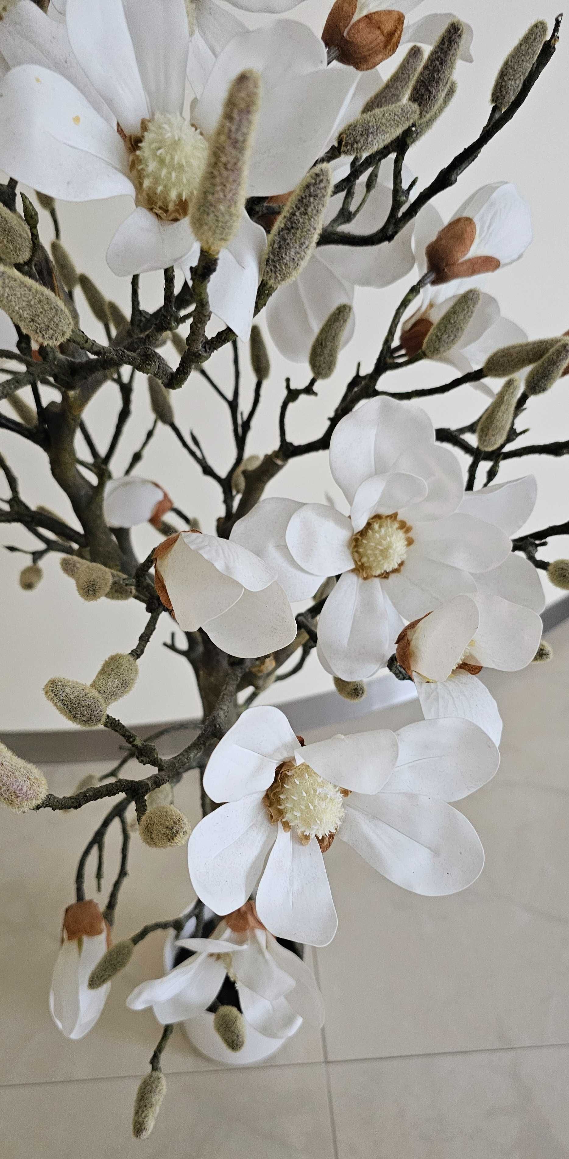 Drzewko Magnolia duże 110 cm białe stuczne