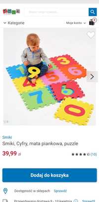 Mata# pianki# cyfry# smiki# piankowe puzzle dla  niemowląt