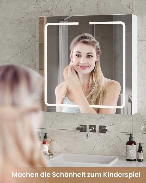 Nowa szafka z lustrem / łazienkowa / półeczka / LED / 65x65x17 / W101!