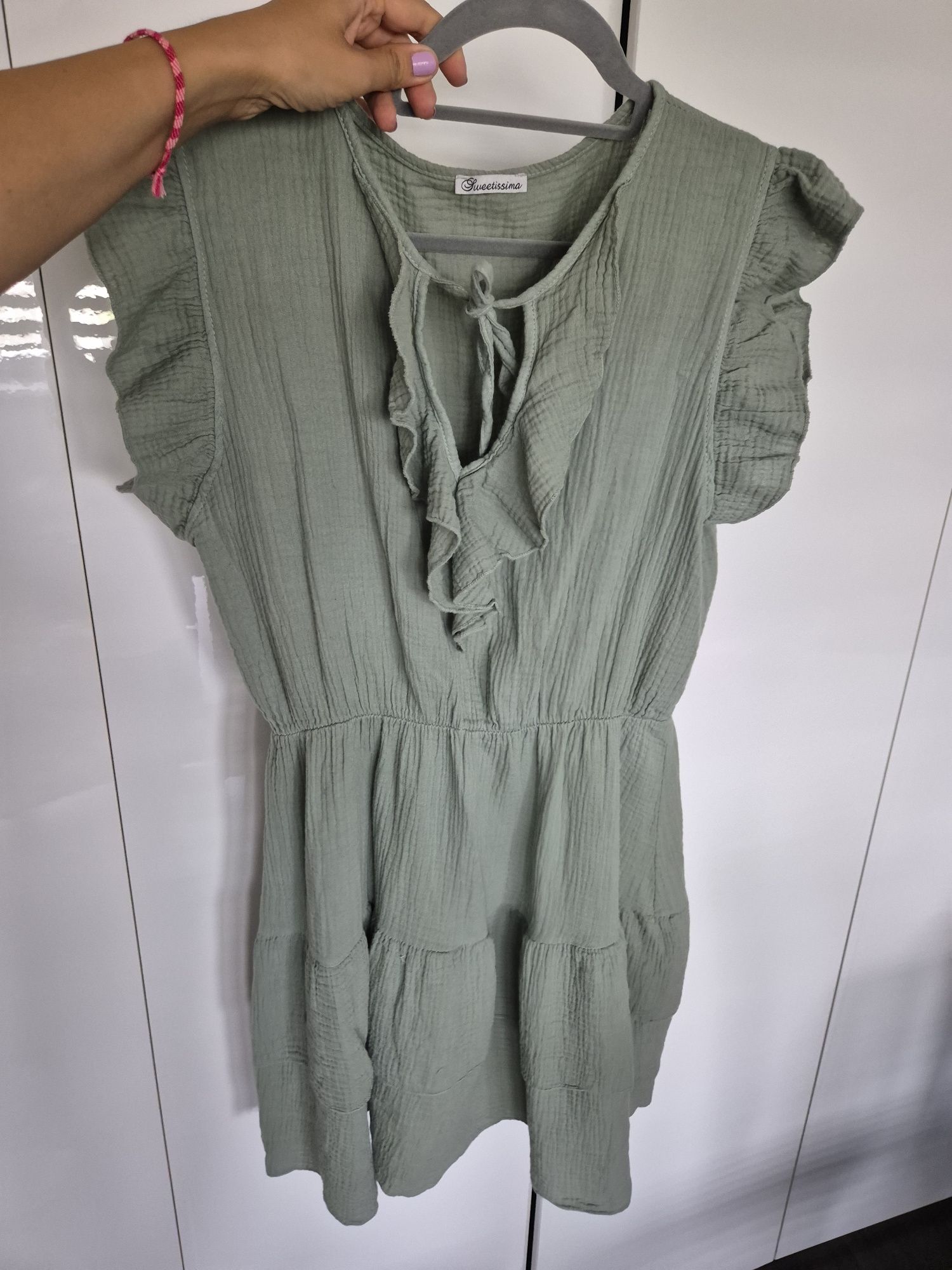 Sukienka muślin nowa pistacjowa zielona L XL