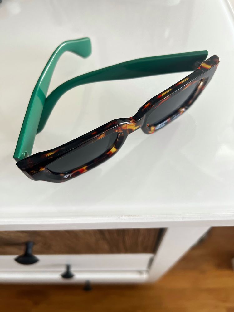 Nowe damskie okulary przeciwsłoneczne zielone panterka vintage