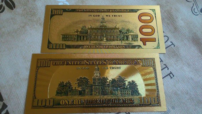 100 Dolarów (złote) - zestaw 2 banknotów. Super.