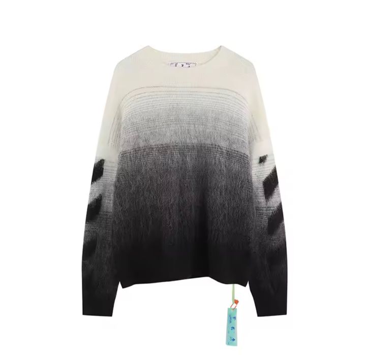 В ДОРОЗІ Світер  Off-WhiteMen's FW21 Plush Gradient Round Neck Sweater