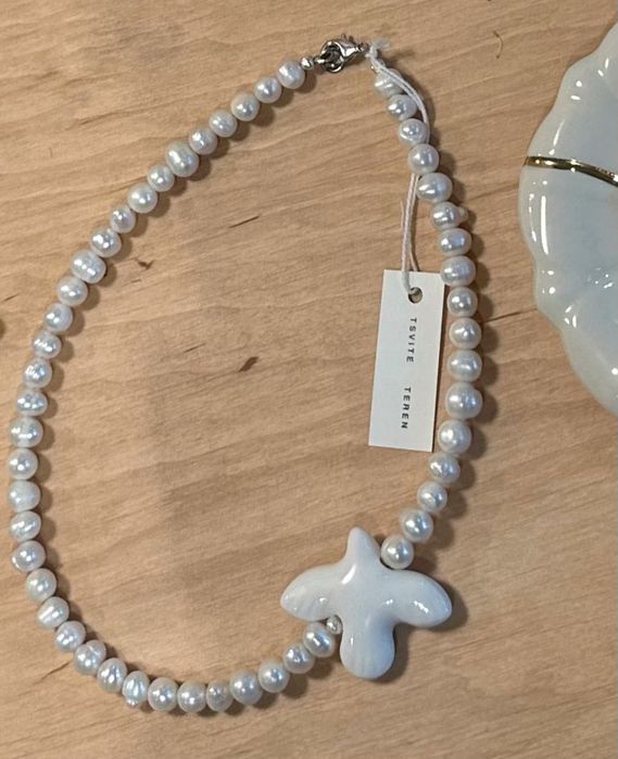 Кольє Tsvite Teren MYRNI з перлинами та пташкою