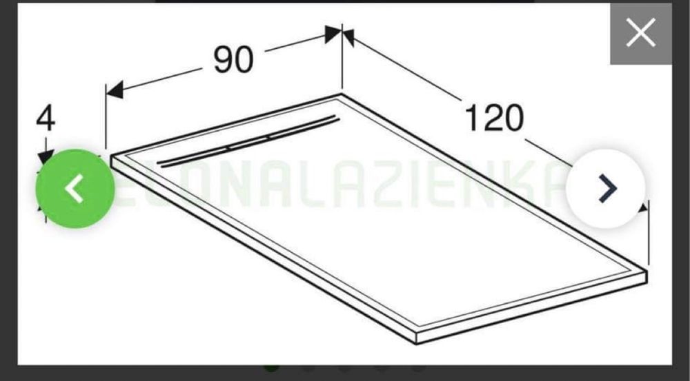 Brodzik z syfonem Geberit Sestra 120x90