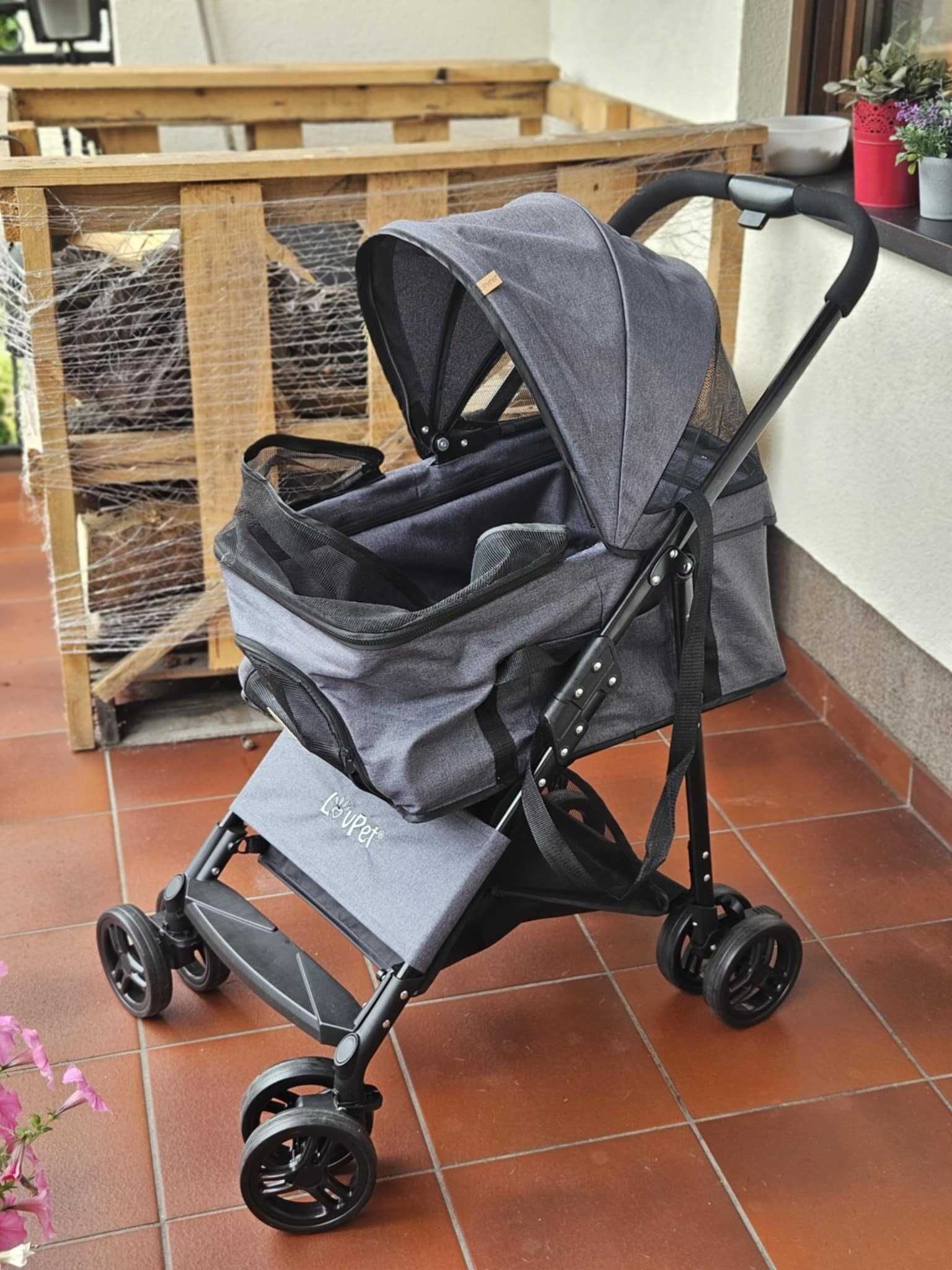 LOVPET Wózek dla psa 2w1 transporter składana torba transportowa 20 kg