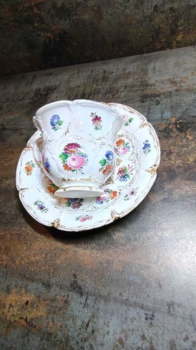 Porcelana Miśnia (Meissen), filiżanka, spodek, vintage