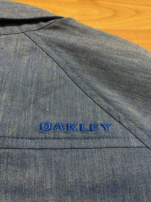 (М) Хлопковая голубая рубашка OAKLEY блакитна бавовняна сорочка