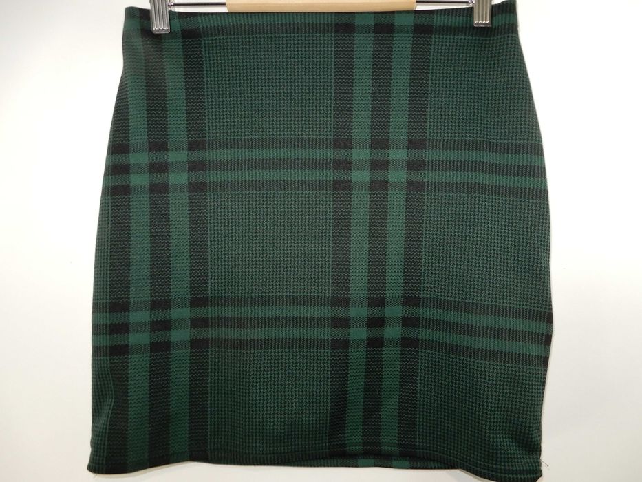 Spódnica do kolan pepitka kratka jesień zima zielona czarna New 40 L