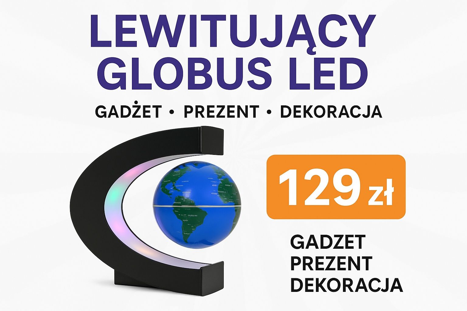 Lewitujący globus LED - Gadzet Prezent Dekoracja do Biura i Domu