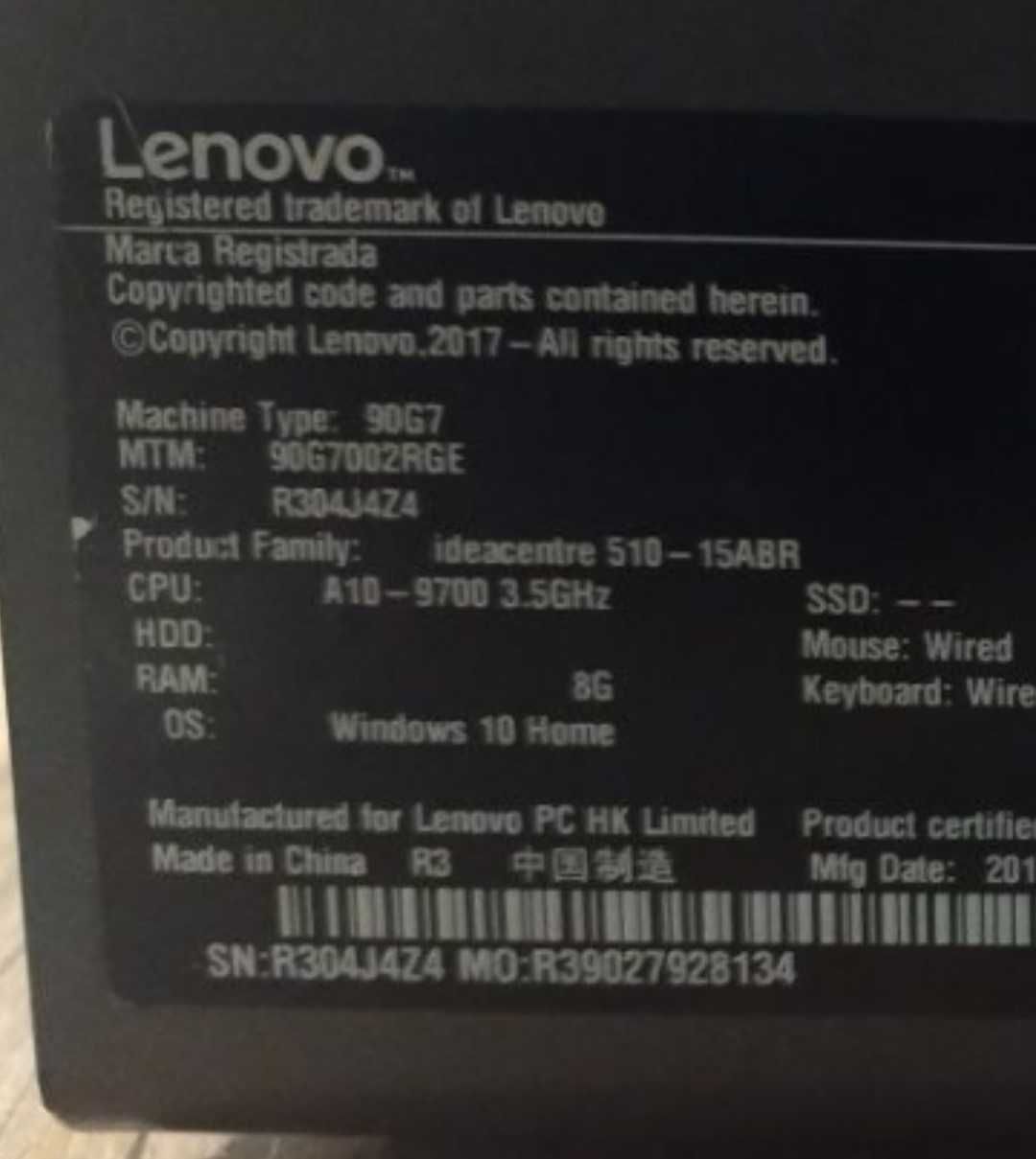 Komputer Lenovo Ideacentre 510 AMD A10