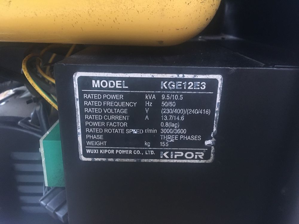 Бензиновий 3 фазний генератор Kipor KGE 12 E3. (8,5 кВт потужність)