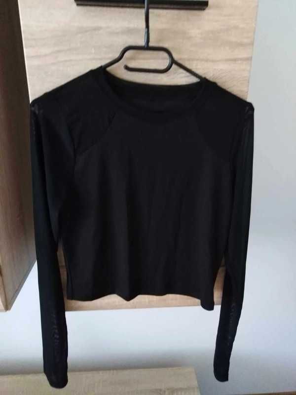 Nowa klasyczna czarna bluzka z długim rękawem w rozmiarze L 40, rękawy