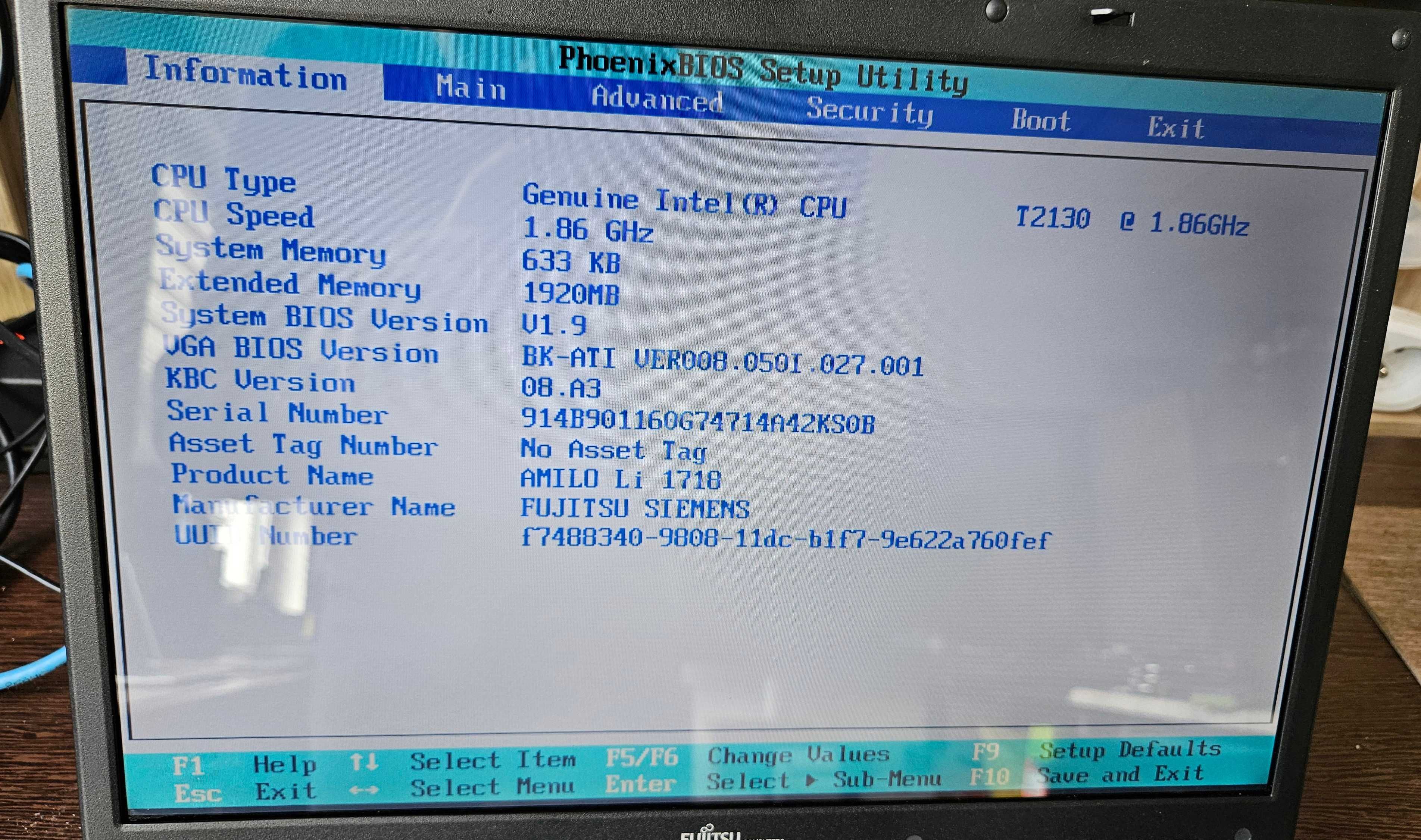 Laptop Notebook Fujitsu Siemens Amilo Li 1718