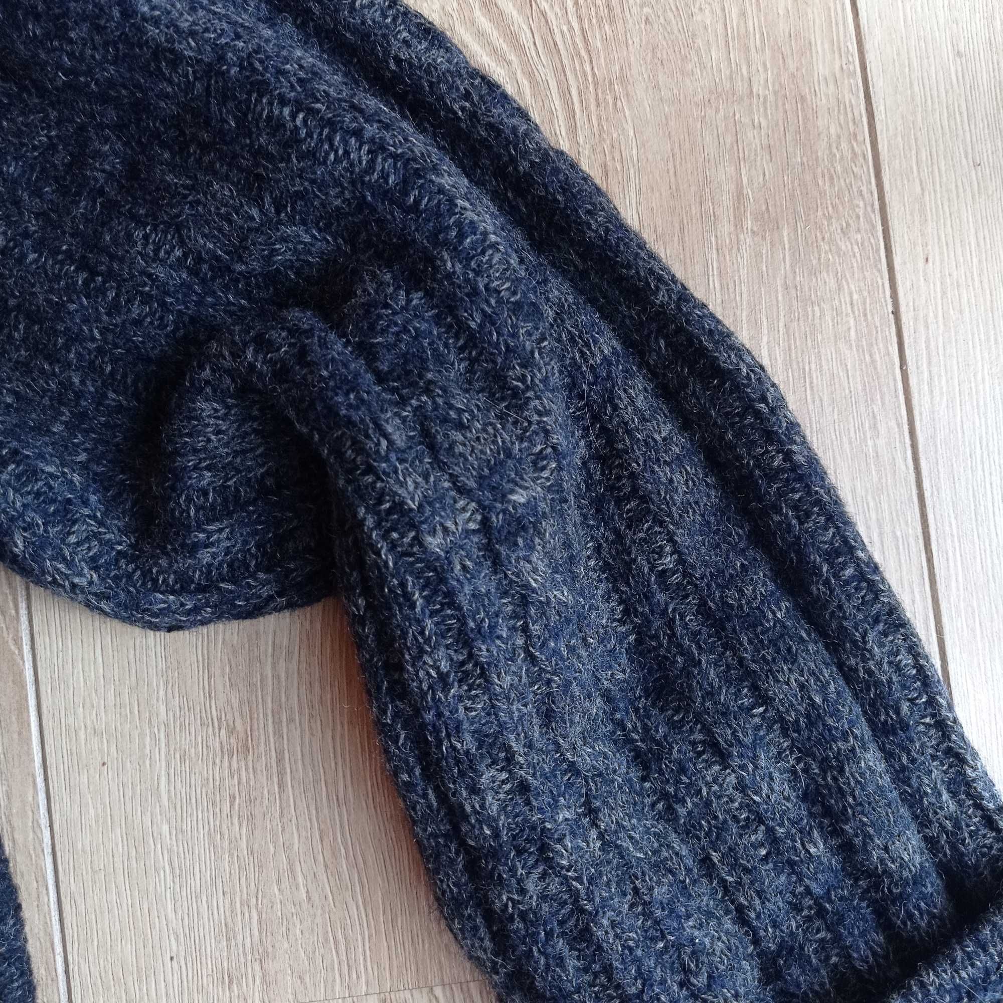 Prizzi for Zij Oversize szary kardigan sweter 100% wełna rozm M