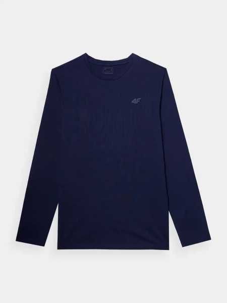 Longsleeve męski 4F M375 gładka bluzka z bawełny granatowa