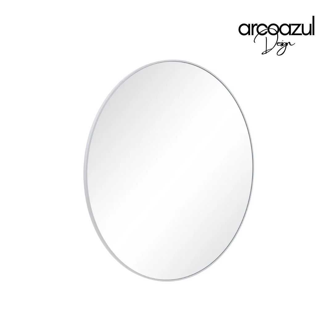 Espelho Redondo de Metal Matte Branco - 3 Medidas Grandes By Arcoazul