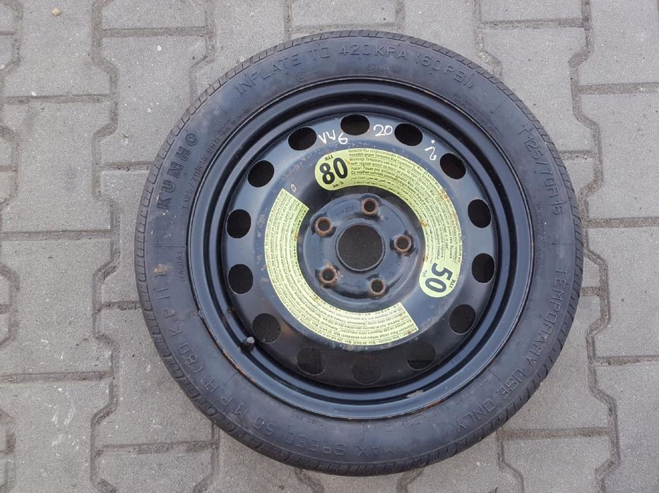 AUDI A3 8P VW GOLF VI 6 V 5 EOS SEAT LEON II ALTEA KOŁO DOJAZDOWE 16 5X112