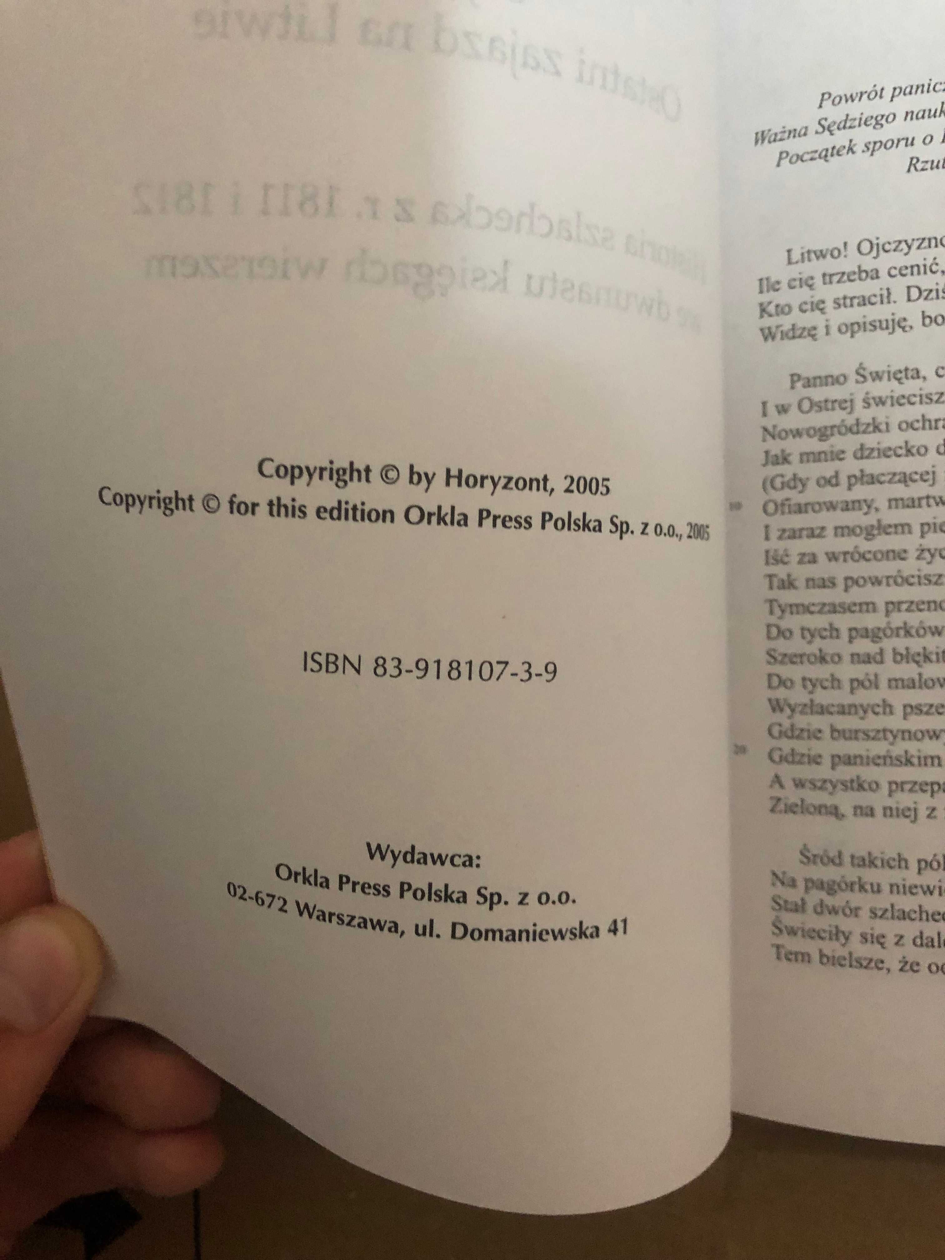 Książka "Pan Tadeusz" Adam Mickiewicz wyd: Horyzont