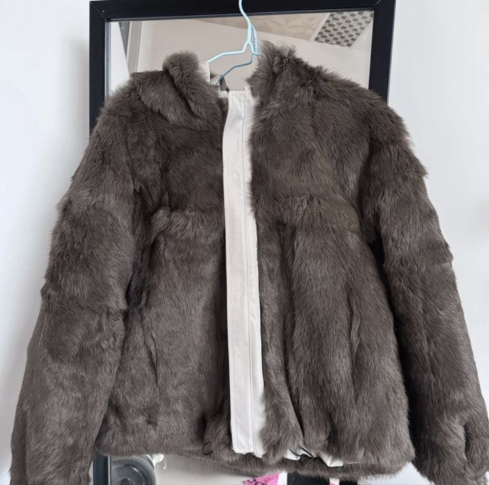 Двостороння парка жіноча Куртка шубка  кролик 2 в 1 | S M L