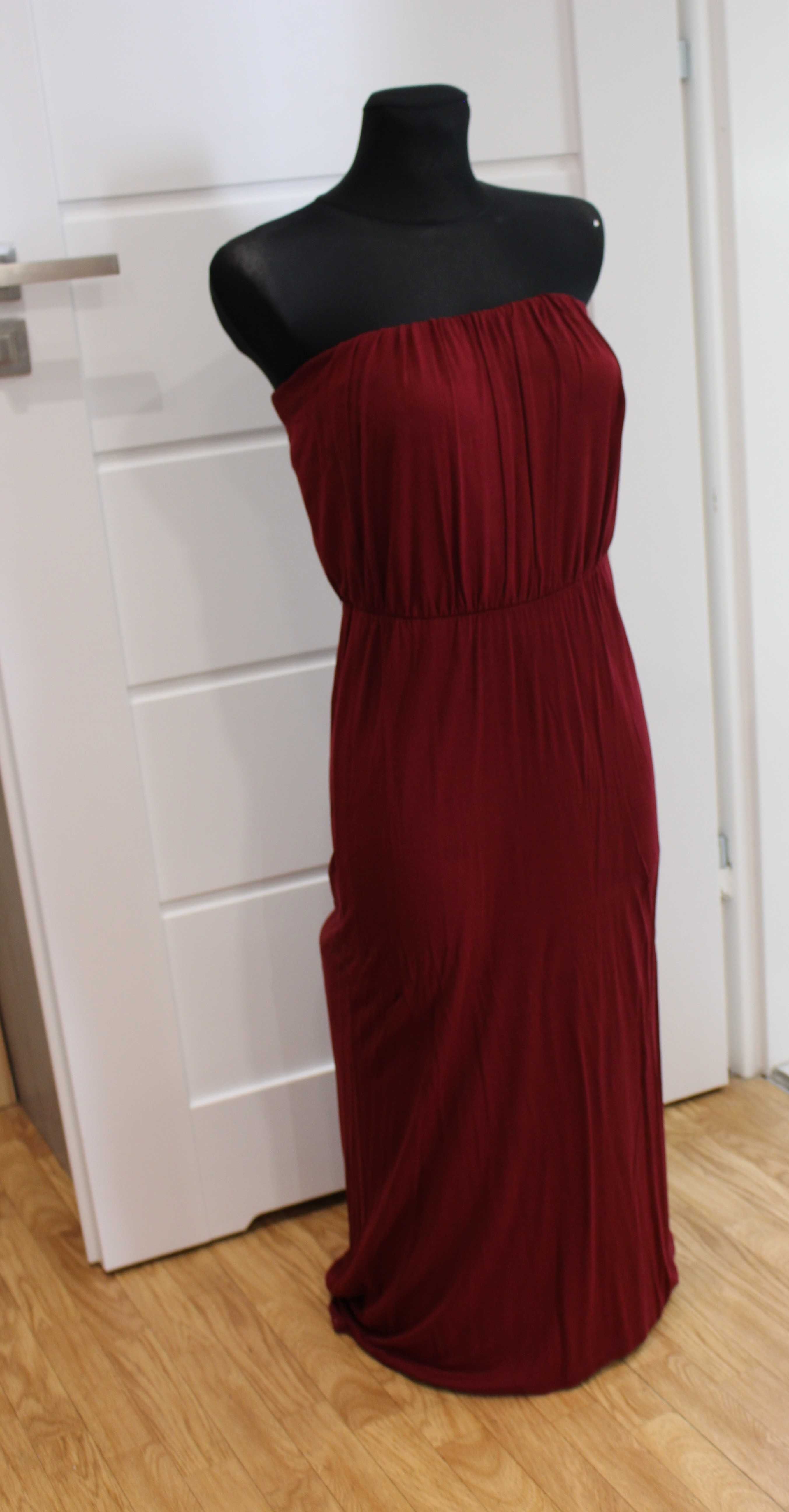 Długa letnia sukienka bordo rozmiar M Miss Selfridge