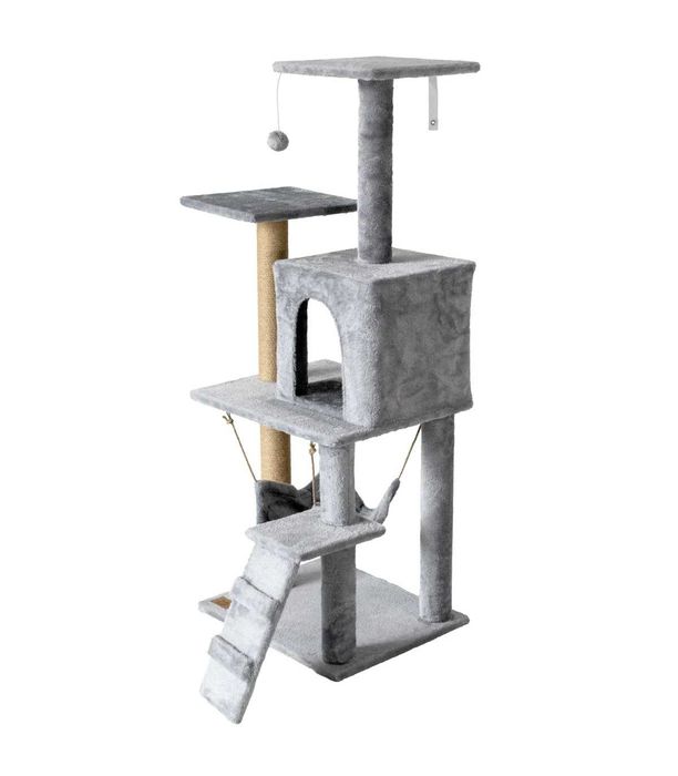 Когтеточка домик висока 125 см сіра • для кота • кігтеточка