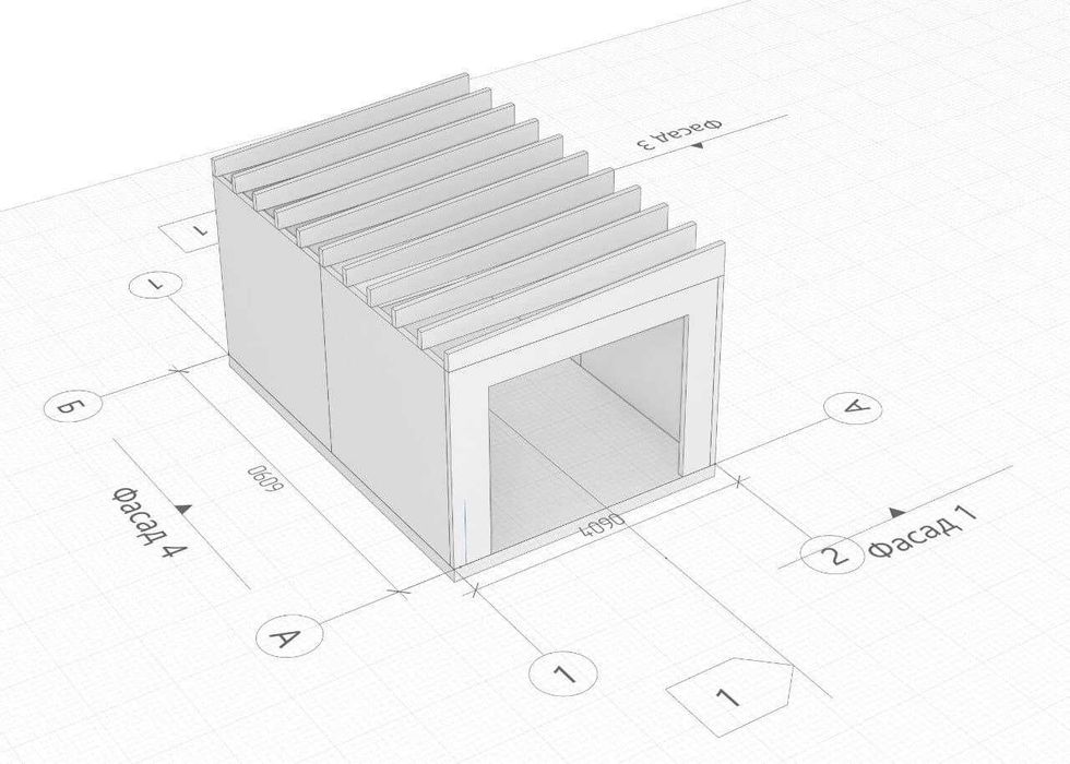 Комплект гаража, навеса, беседки из ЛСТК из оцинкованного профиля