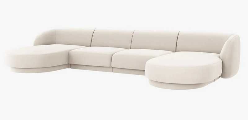 Sofa panoramiczna modułowa 5-os Miley Micadoni Welur beż 330x156x70cm