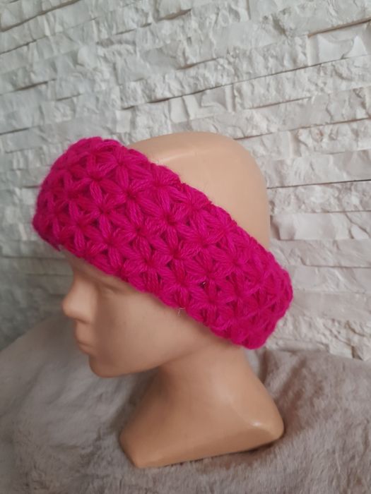 Czapka i komin Handmade różowa malina lekka wygodna i ciepła komin