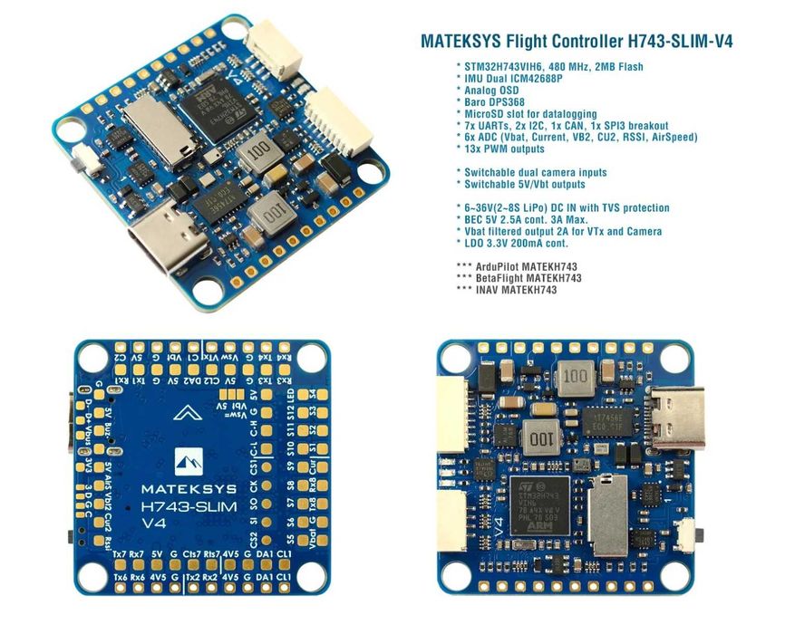 Новий оригінальний польотний контролер Matek Systems H743-SLIM V4 28шт