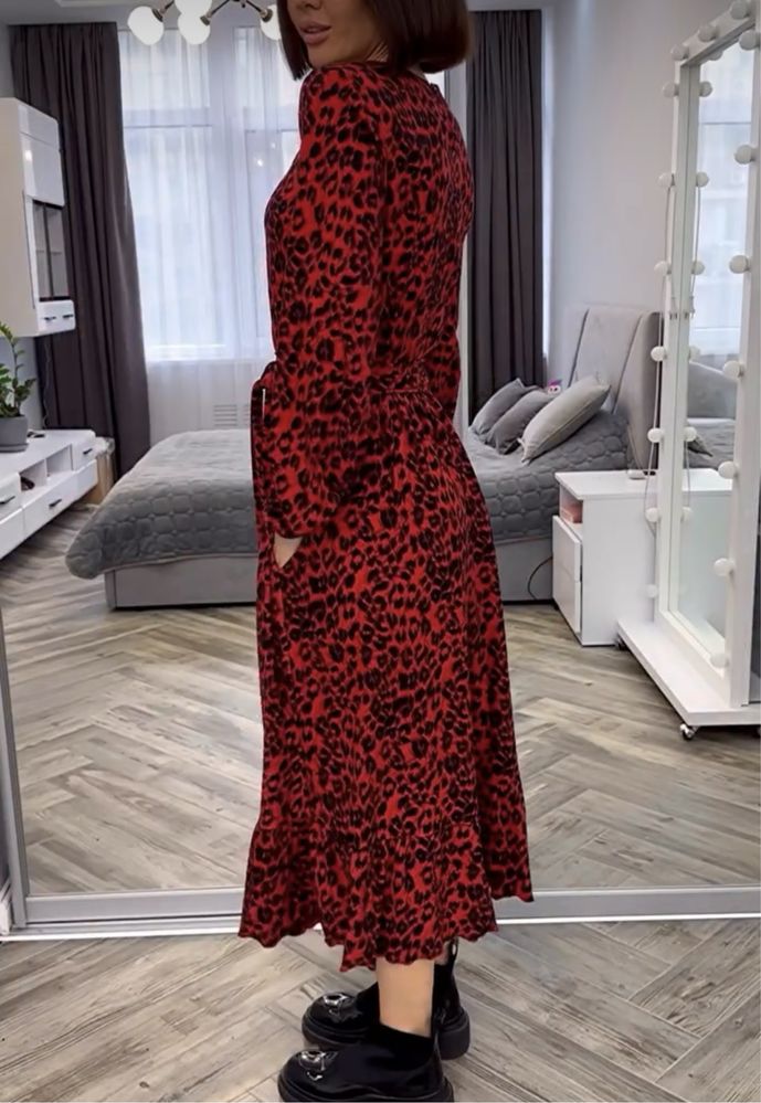Сукня плаття леопард з натуральної тканини