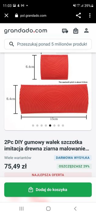 Gumowy wałek szczotka imiacja drewna