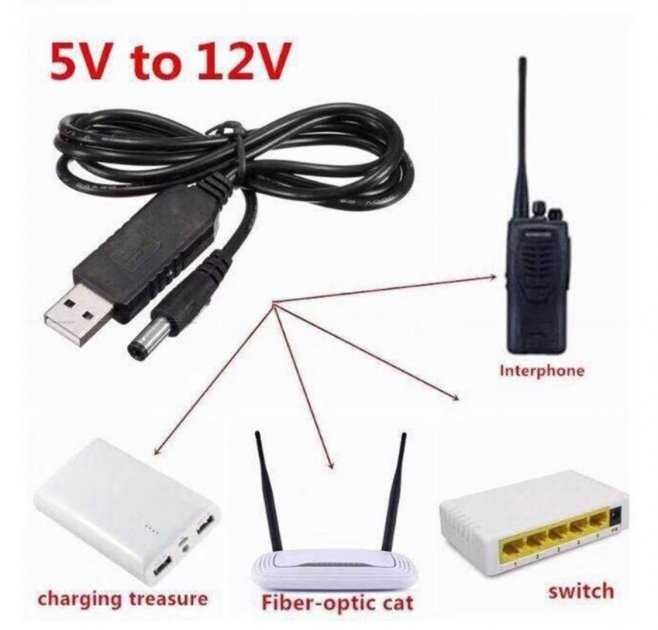 2 Преобразователь адаптер 5V- 12V USB-DC 5.5/2.1 кабель шнур для WI-FI