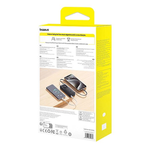 Powerbank Baseus Free2Pull 10000mAh 30W z portem USB-C i rozwijanym ka