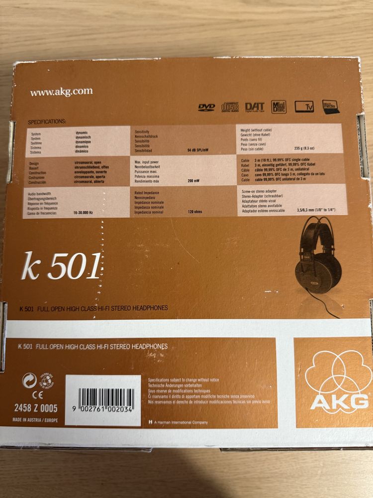 Навушники hi-fi AKG K-501 дротові