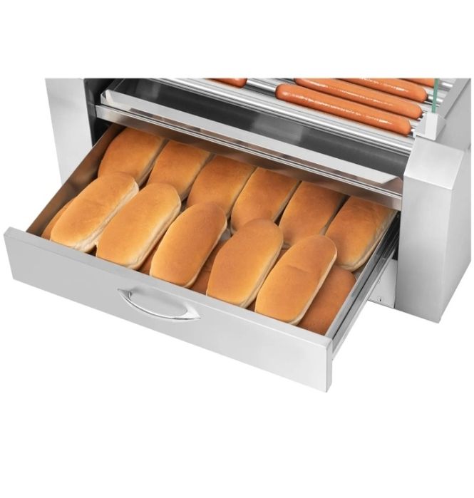 Hotdogs, cachorros quentes, Grelhador de salsichas 9 cilindros, gaveta