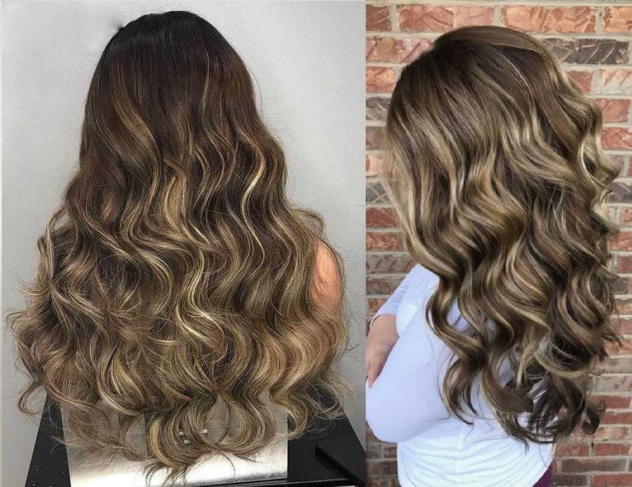 Doczepiane włosy clipin 65cm blond ciemny brąz