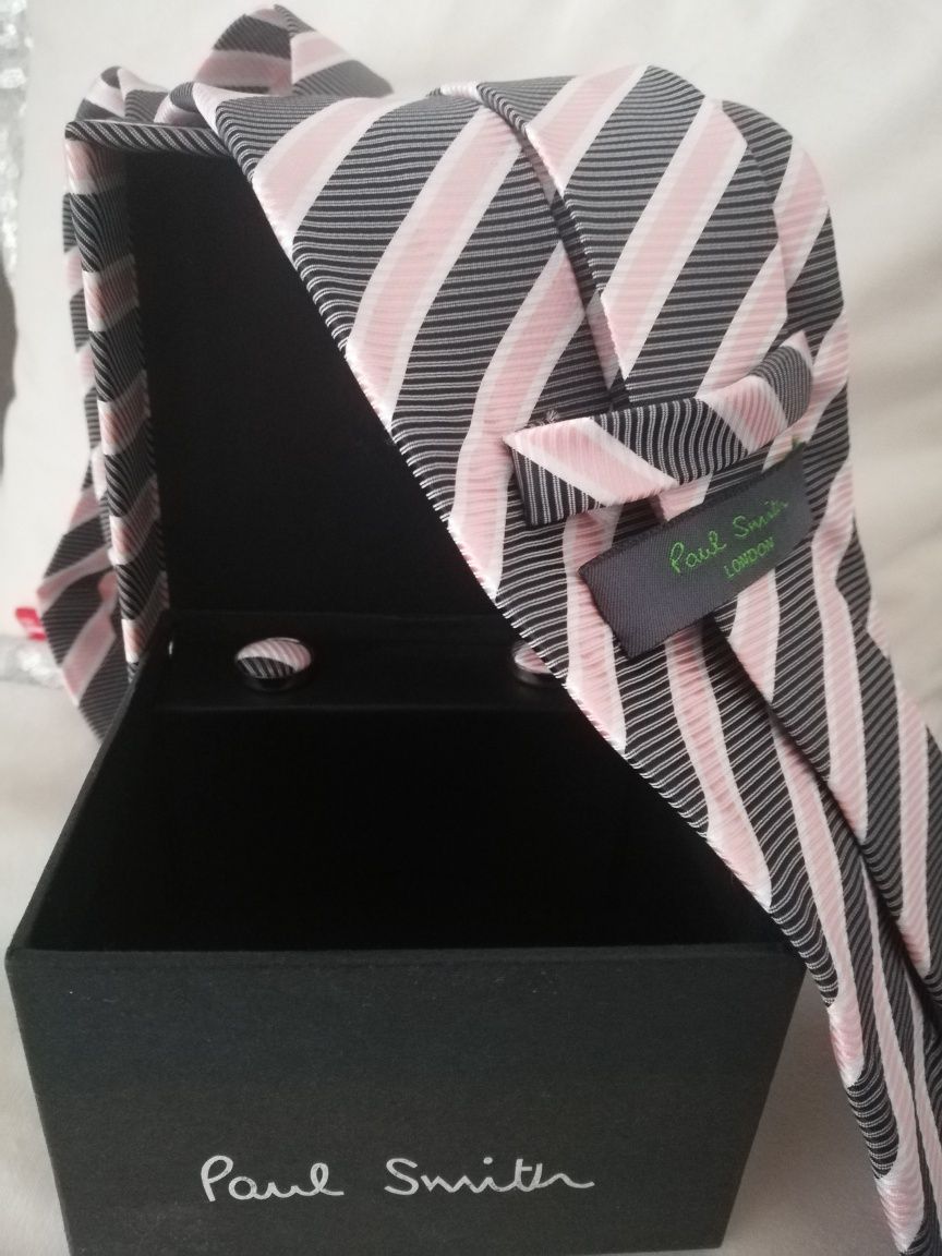 Krawat jedwabny Paul Smith, spinki, pudełko