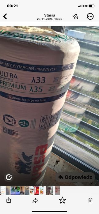 Wełna mineralna lambda 33 URSA 20 rolek - 10 cm