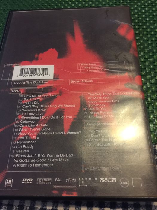 Dvd bryan adams live at japan 2000