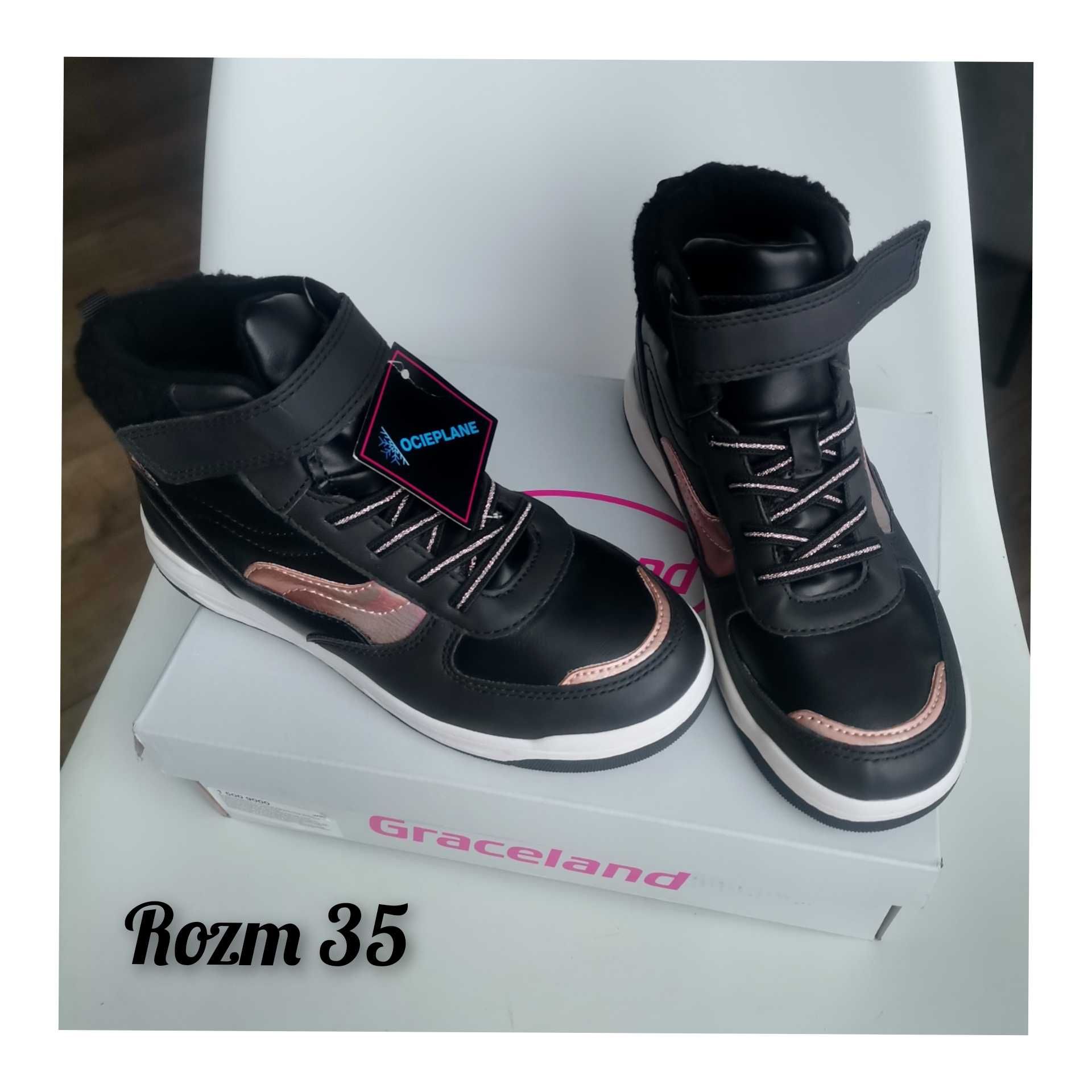 Nowe buty 35 dł 22,7 cm Deichmann buty czarne botki przejściowe