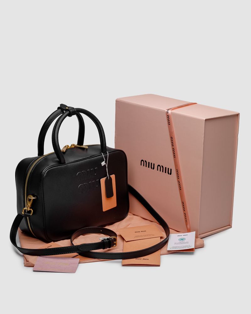 Сумка в стилі Miu Miu Leather Top Handle Bag Black