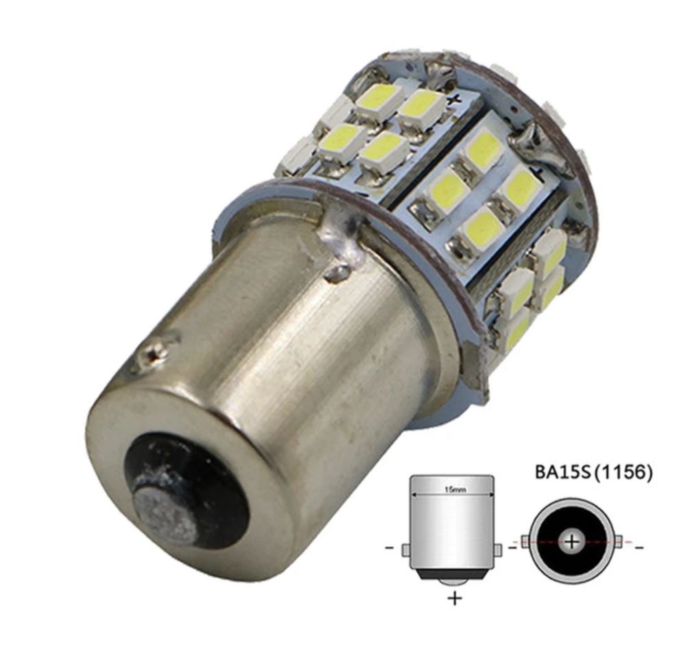 LED P21w 12/24v Branco e vermelho