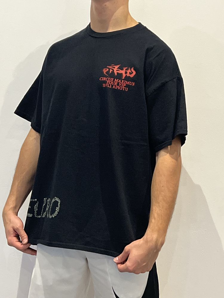Travis Scott merch z koncertu koszulka z krótkim rękawem nowa czarna