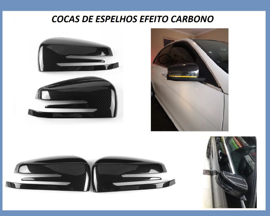 Cocas de Espelho Efeito Carbono - Mercedes CLA/A/GLA/C/E/GLK/S