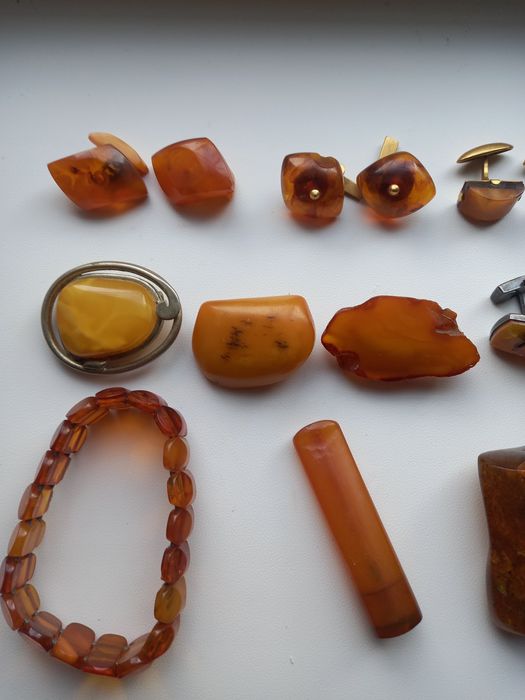 Бусы брошь запонки натуральный янтарь винтаж ссср